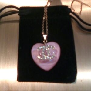Authentic Chanel Zipper Pull Pink Heart Pendant Necklace